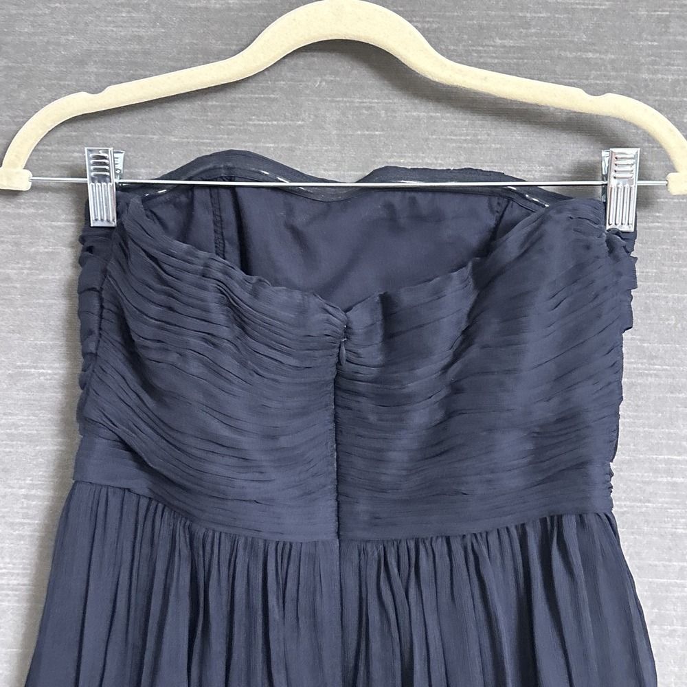 J Crew Dress 4 Navy Blue Silk Strapless Pleated Ruched Cocktail‎ Formal Party - Picture 5 of 10